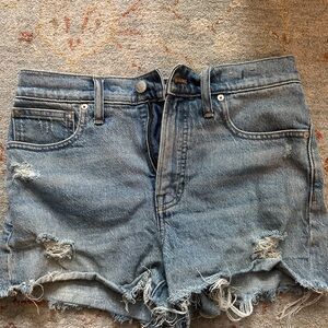 Madewell Blue Distressed Jean Shorts